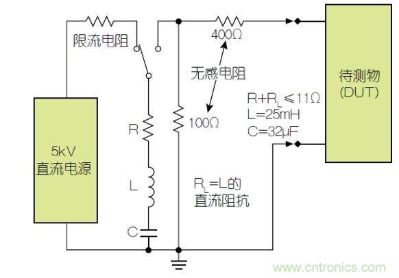 除顫器測試配置(注意較大電容)。