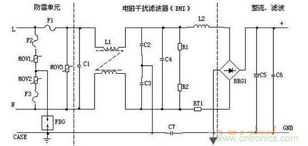 輸入濾波、整流回路原理圖