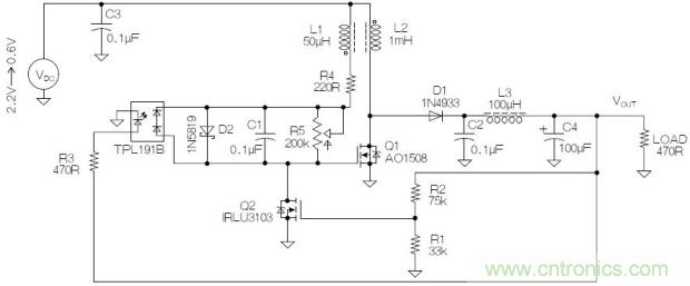 圖2：基于MOSFET的焦耳小偷電路。