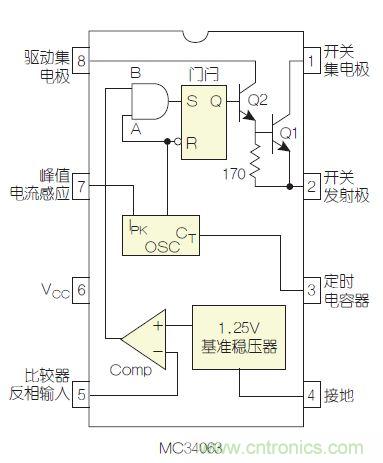 圖2：MC34063是該電路核心。